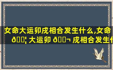 女命大运卯戌相合发生什么,女命 🐦 大运卯 🐬 戌相合发生什么事情